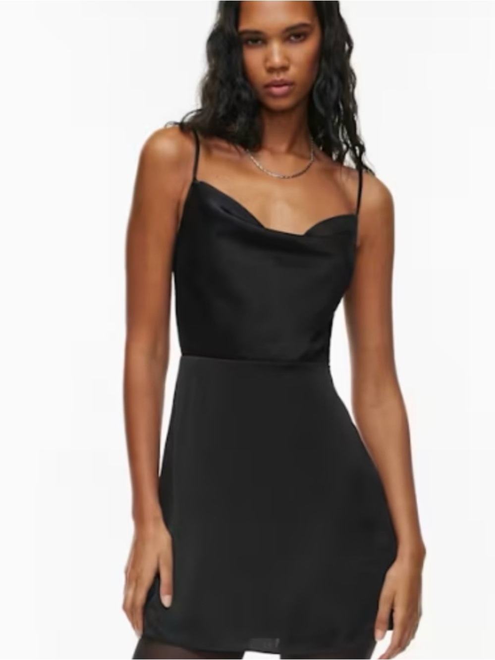 Sunday best Aritzia Spence Satin Cowl Neck Mini Dress - Black size XL